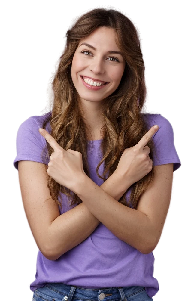 Woman guiding users toward women’s health information and resources