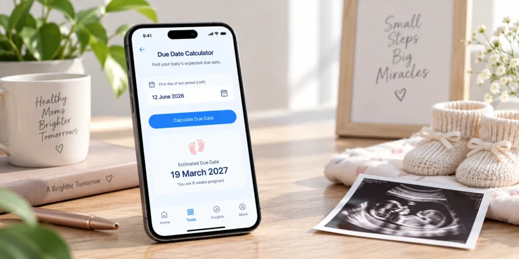 Due Date Calculator tool banner femwise health