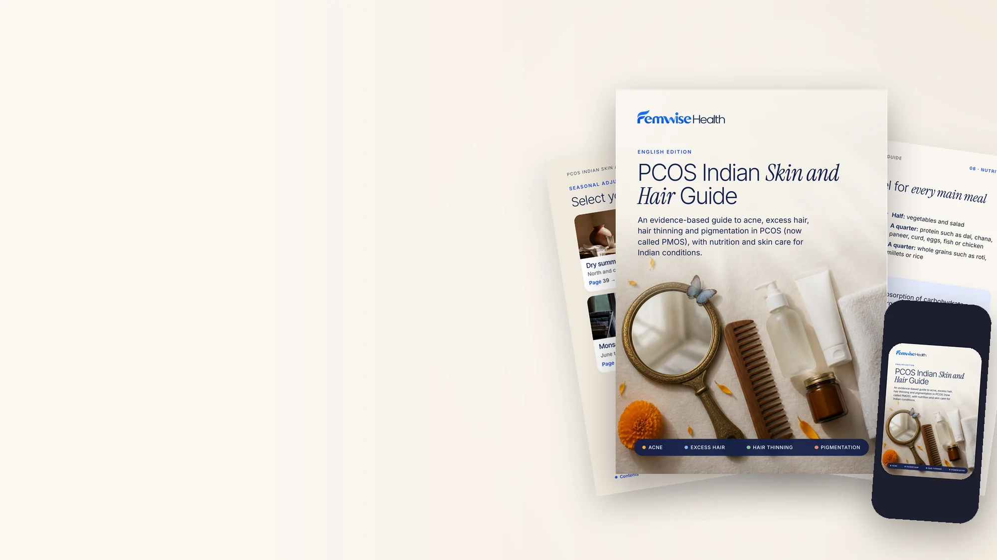 PCOS Indian Skin and Hair Guide e-book cover and inside pages